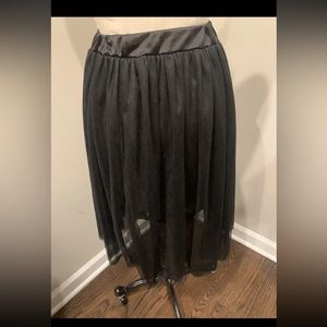 Baluoke Women's Black Ruffled Lace Midi Skirt Size S-M NWT